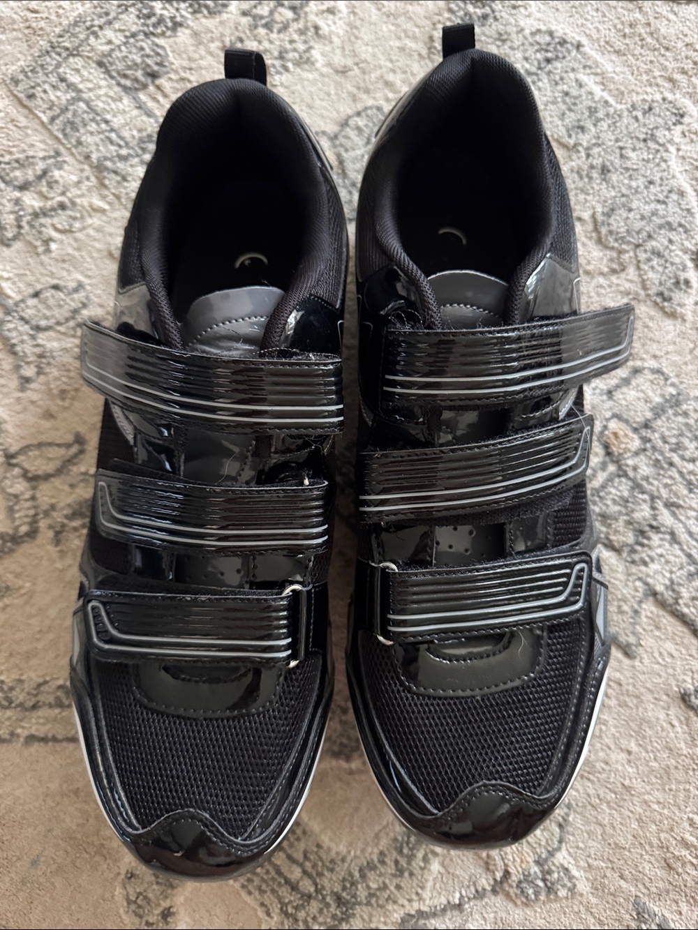 Men's Black cycle shoes with Triple Velcro Straps